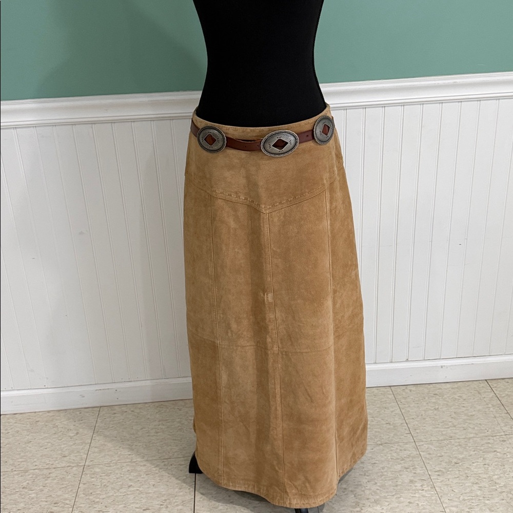 Leather Suede Tan A-Line Women's Skirt